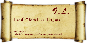 Iszákovits Lajos névjegykártya